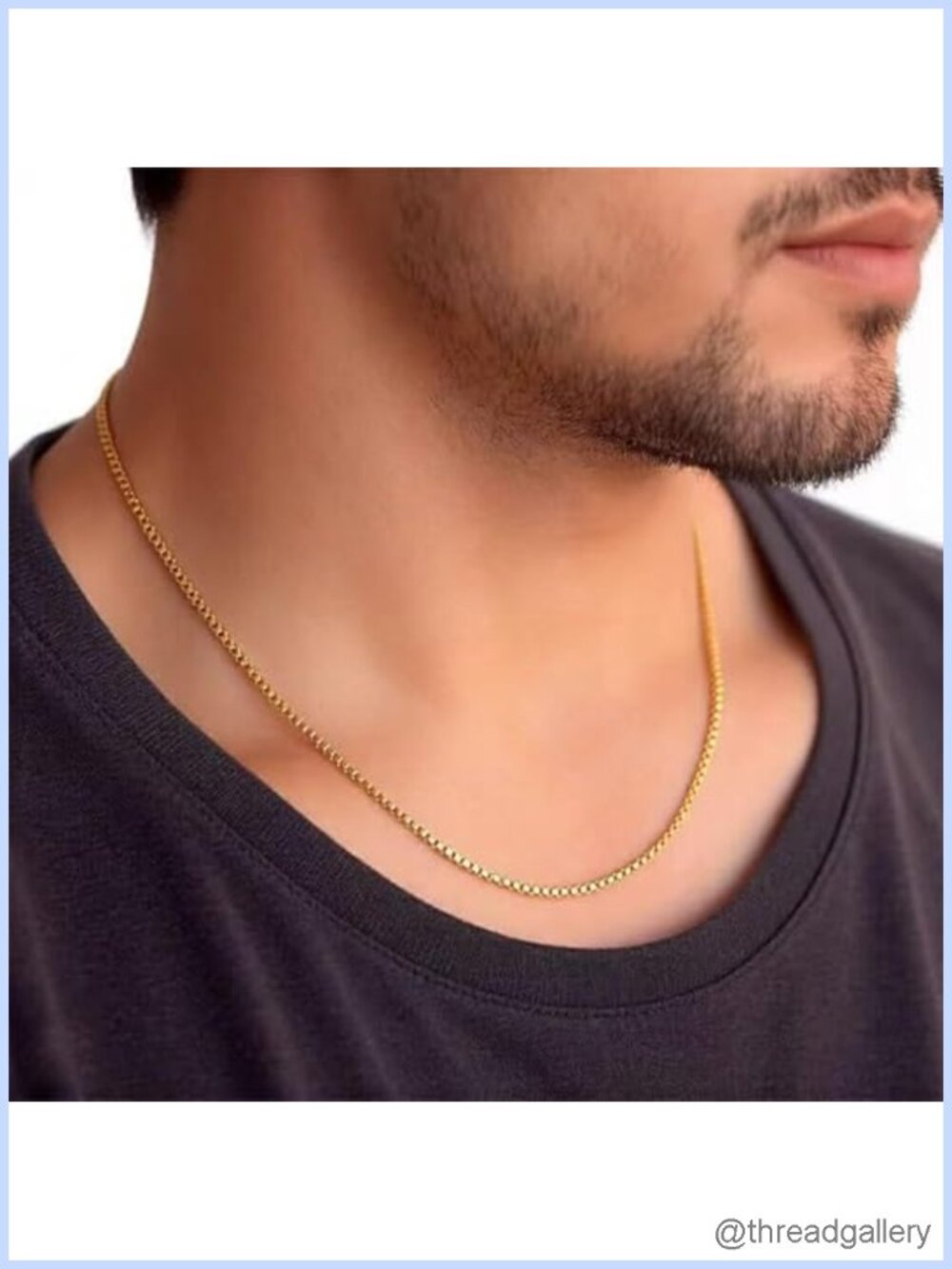 14K Yellow Gold Square Box Chain Necklace Unisex 16in Spring Ring Clasp - Picture 4 of 6